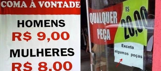 Avisos e anúncios capazes de confundir Avisos e anúncios capazes de confundir