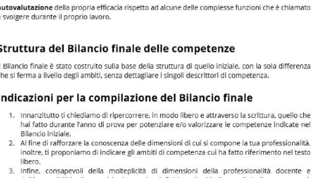 Come compilare il bilancio finale e i bisogni formativi futuri