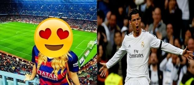 Torcedora do Barcelona mexe com o coração de CR7 Torcedora do Barcelona mexe com o coração de CR7