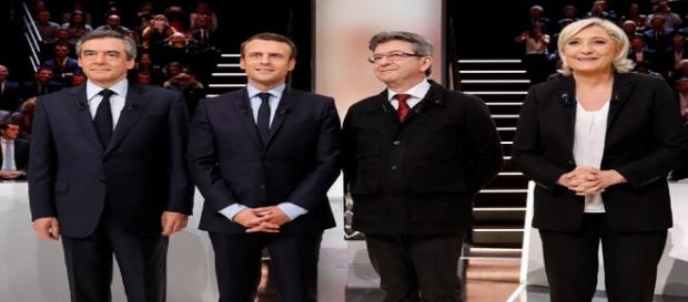 Da esquerda pra direita, os candidatos Francois Fillon, Emmanuel Macron, Jean-Luc Melenchon e Marine Le Pen. Da esquerda pra direita, os candidatos Francois Fillon, Emmanuel Macron, Jean-Luc Melenchon e Marine Le Pen.