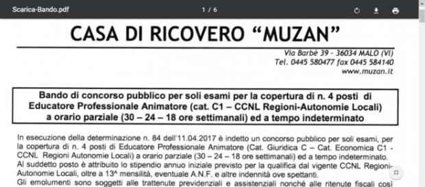 Concorso educatori Casa di Riposo Muzan, Vicenza Concorso educatori Casa di Riposo Muzan, Vicenza