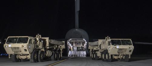 Photo taken showing THAAD equipment arriving at Osanhttps://www.rt.com/news/386140-korea-thaad-deployment-clashes/.