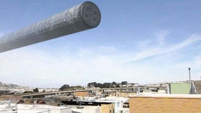 Immagine in CGI di un UFO cilindrico