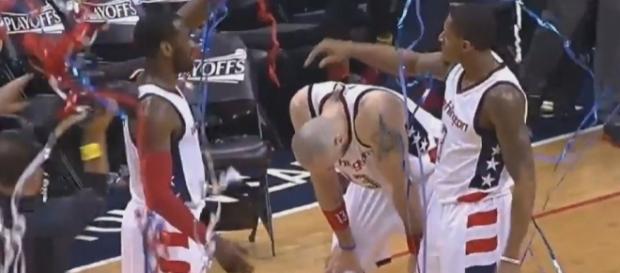Wall, Gortat and Beal at game's end, Youtube, NBA Conference channel https://www.youtube.com/watch?v=Y6E3LuhxVNU Wall, Gortat and Beal at game's end, Youtube, NBA Conference channel https://www.youtube.com/watch?v=Y6E3LuhxVNU