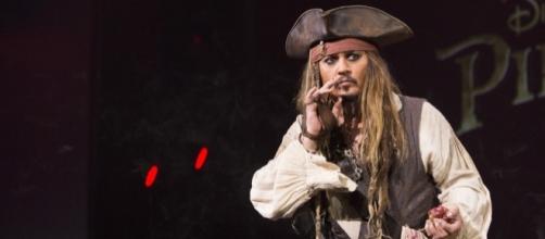 Johnny Depp Surprises 'Pirates' ride guests in Character as witty Jack Sparrow. / from 'Variety' - variety.com