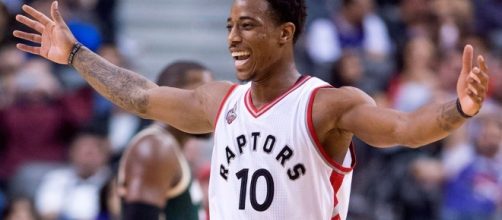 DeMar DeRozan and the Raptors are moving on to the second round. [Image via Blasting News image library/clutchpoints.com]