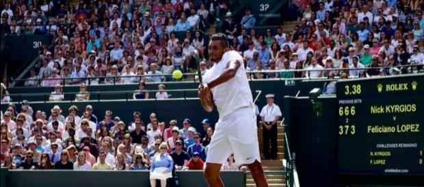 Nick Kyrgios plays backhand against Feliciano Lopez during Wimbledon 2016. Photo by Ryan Hurril -- CC BY 2.0 Nick Kyrgios plays backhand against Feliciano Lopez during Wimbledon 2016. Photo by Ryan Hurril -- CC BY 2.0