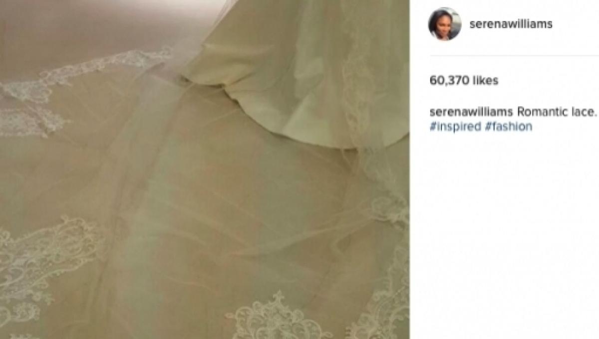 Engaged Serena Williams Shows Wedding Gown On Instagram Romantic Lace Posted
