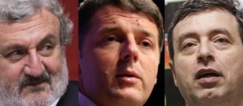 I tre protagonisti delle primarie Pd, Emiliano, Renzi e Orlando
