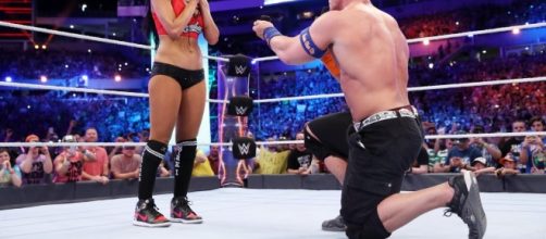 John Cena proposes to Nikki Bella after WrestleMania match./Photo via WWE