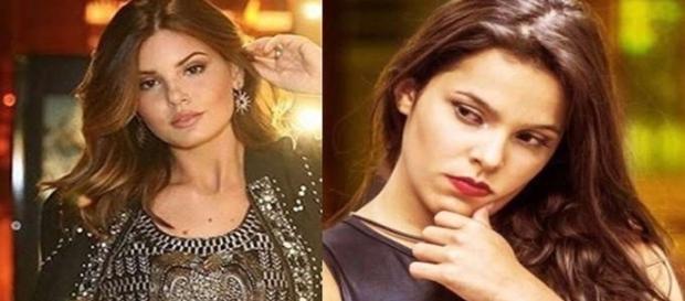 Camila Queiroz (à esquerda) não concorda com atitude de Emilly Camila Queiroz (à esquerda) não concorda com atitude de Emilly