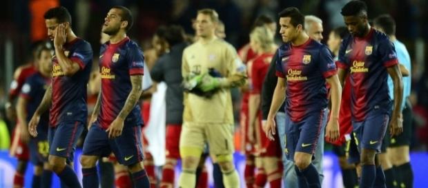 Jugadores del Barça en el partido ante el Bayern Jugadores del Barça en el partido ante el Bayern