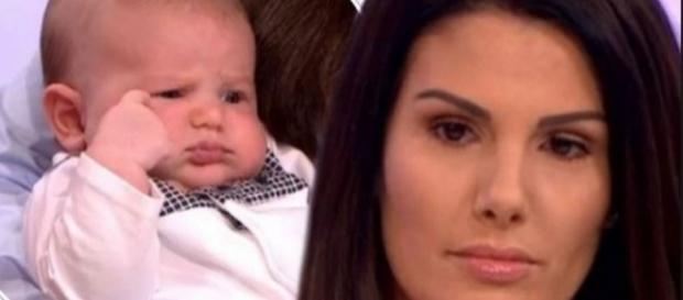 Rebekah Vardy com o bebê Finley Rebekah Vardy com o bebê Finley