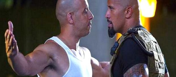 Atores de Velozes e Furiosos 8, Dwayne ‘The Rock’ Johnson e Vin Diesel. Atores de Velozes e Furiosos 8, Dwayne ‘The Rock’ Johnson e Vin Diesel.