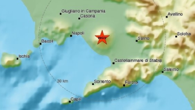 Scossa di magnitudo 2.5 della scala Richter sul Vesuvio, in data 10/04/2017
