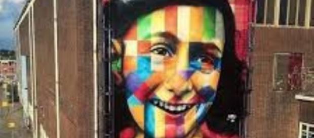 Eduardo Kobra mural of Anne Frank on façade of Amsterdam’s future street art museum FAIR USE pinterest.com Creative Commons Eduardo Kobra mural of Anne Frank on façade of Amsterdam’s future street art museum FAIR USE pinterest.com Creative Commons
