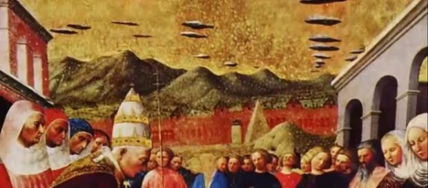 Registros de UFOs são comuns em pinturas da Idade Média (Banco de imagens Google) Registros de UFOs são comuns em pinturas da Idade Média (Banco de imagens Google)