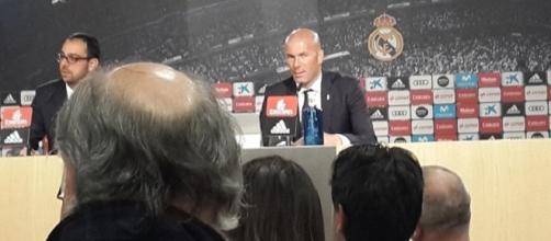 Zidane, hace unos días, en rueda de prensa en el Santiago Bernabéu. Foto: John Griswold