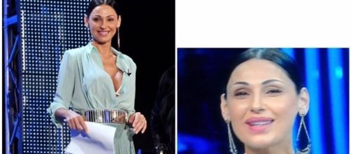 Anna Tatangelo: a sinistra la foto scattata in studio, a destra quella ripresa dalla tv