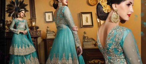 elegant blue. Royal queen look ankle-length skirt(lehenga) and elegant jacket suit