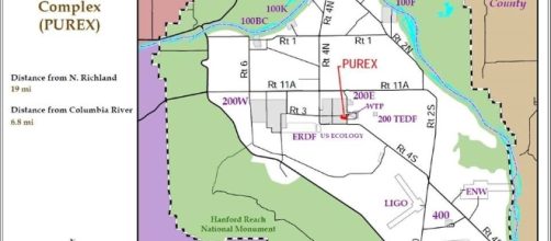 Map of the Plutonium Uranium Extraction Facility. Photo via Hanford Nuclear Reservation, Facebook.