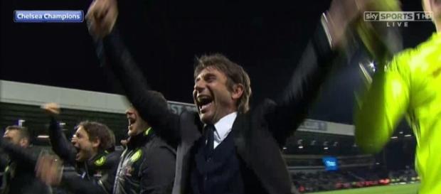 Chelsea manager Antonio Conte celebrating after winning his 3rd consecutive cup in three years. - sky sports Chelsea manager Antonio Conte celebrating after winning his 3rd consecutive cup in three years. - sky sports