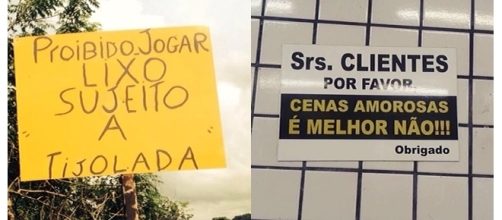 Avisos e placas diferentes encontrados no Brasil