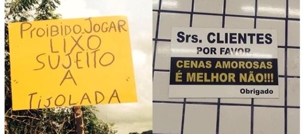 Avisos e placas diferentes encontrados no Brasil Avisos e placas diferentes encontrados no Brasil