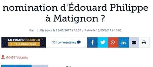 Le lectorat du Figaro semble majoritairement satisfait de la nomination d"Édouard Philippe en tant que Premier ministre