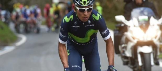 Nairo Quinta asciende un puerto. Nairo Quinta asciende un puerto.