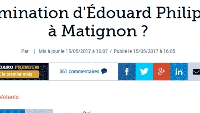 Le lectorat du Figaro semble majoritairement satisfait de la nomination d"Édouard Philippe en tant que Premier ministre
