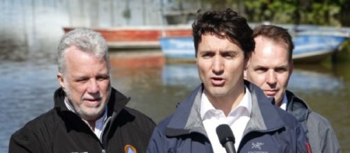Prime Minister Justin Trudeau answers questions from reporters after touring the flooded areas of Gatineau, Que./ Photo via Giacomo Panico/CBC