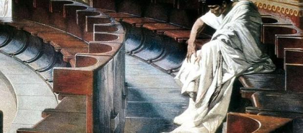 Catilina, nel famoso affresco di Cesare Maccari (1880) Catilina, nel famoso affresco di Cesare Maccari (1880)