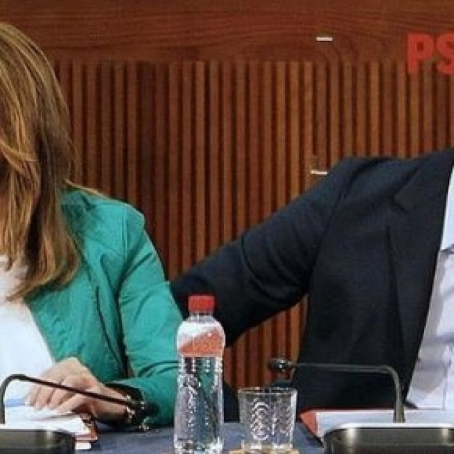 Imagen de archivo de los principales candidatos. Susana Díaz y Pedro Sánchez.