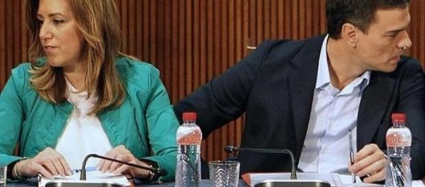 Imagen de archivo de los principales candidatos. Susana Díaz y Pedro Sánchez. Imagen de archivo de los principales candidatos. Susana Díaz y Pedro Sánchez.