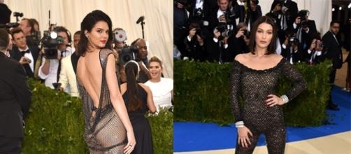 Kendall Jenner and Bella Hadid both wear stunning black see-through outfits at the Met Gala 2017. /Photo via elle.com