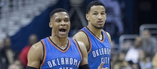 Russell Westbrook and Andre Roberson of the Oklahoma City Thunder. Photo by Keith Allison -- CC BY-SA 2.0
