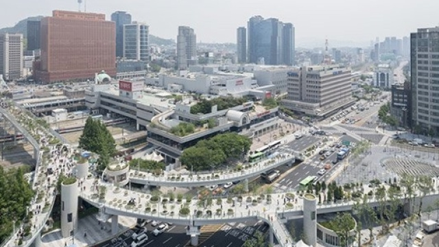 Seoullo 7017, lo Skygarden sopraelevato di Seoul. Progetto diurno.