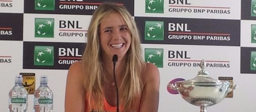 Elina Svitolina takes in her victory over Simona Halep in Rome