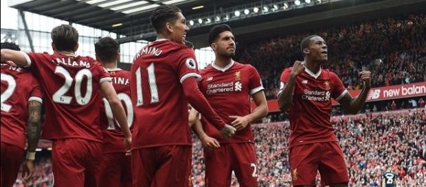 Liverpool celebrating the first goal - The Daily Mail Liverpool celebrating the first goal - The Daily Mail
