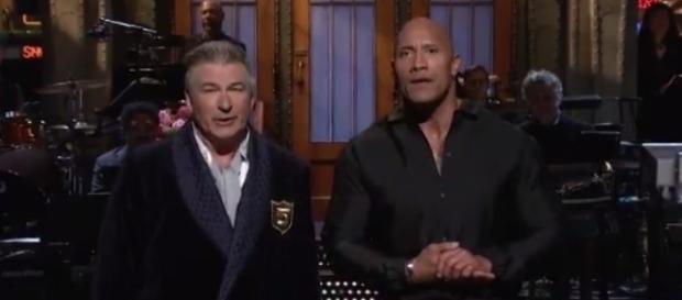 The Rock and Alec Baldwin, via Twitter The Rock and Alec Baldwin, via Twitter