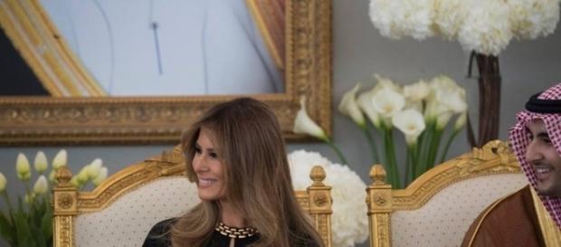 First Lady Melania Trump is seen at a ceremonial welcoming tea on May 20, 2017, in Riyadh, Saudi Arabia. Photo via Andrea Hanks, White House. First Lady Melania Trump is seen at a ceremonial welcoming tea on May 20, 2017, in Riyadh, Saudi Arabia. Photo via Andrea Hanks, White House.