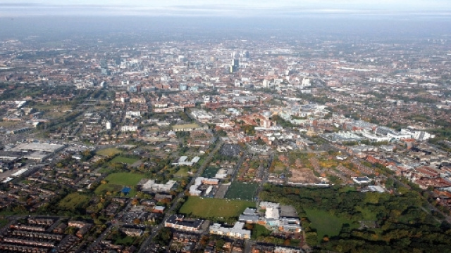 Vue aérienne de Manchester le 12 octobre 2008