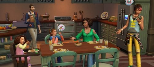 A screenshot from ‘The Sims 4: Parenthood Game Pack’ showing the household [Image by Electronic Arts and Maxis]