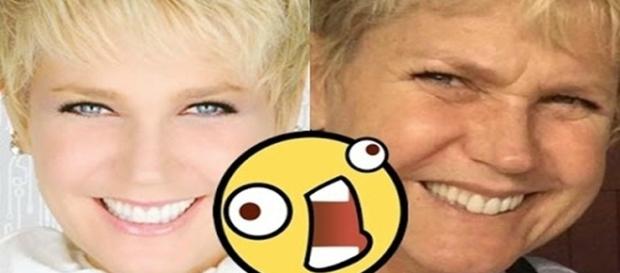 Apresentadora Xuxa com e sem maquiagem (Foto: Montagem/ Reprodução) Apresentadora Xuxa com e sem maquiagem (Foto: Montagem/ Reprodução)
