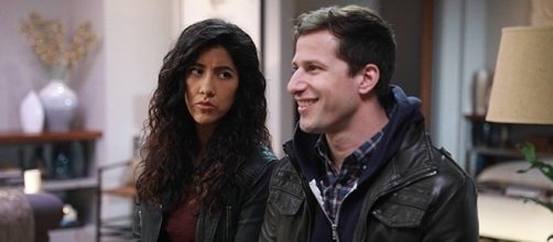 Stephanie Beatriz and Andy Samberg in this week's finale of "Brooklyn Nine-Nine." (SpoilerTV/Fox)