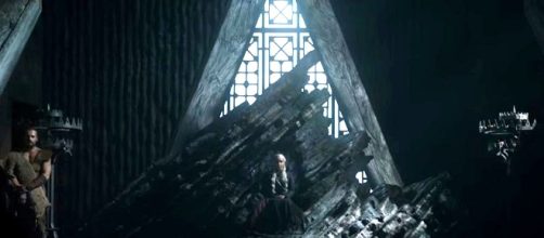 Game of Thrones spoilers: Daenerys on a rocky throne. Screencap: Game of Thrones via YouTube