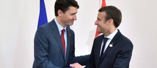 Canada's Justin Trudeau and France's Emmanuel Macron met at the G7 summit in Italy. (Twitter/Justin Trudeau)