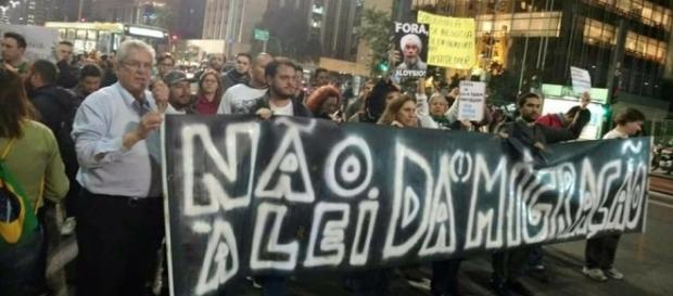 Manifestação em São Paulo contra a Lei da Migração Manifestação em São Paulo contra a Lei da Migração