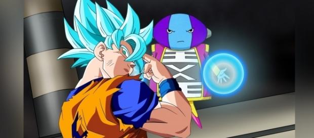 Goku se sacrifica por los Universos perdedores. Goku se sacrifica por los Universos perdedores.